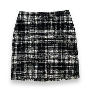 NWT Tweed Mini Skirt Black and White Plaid Career‎ Wear Size 0P